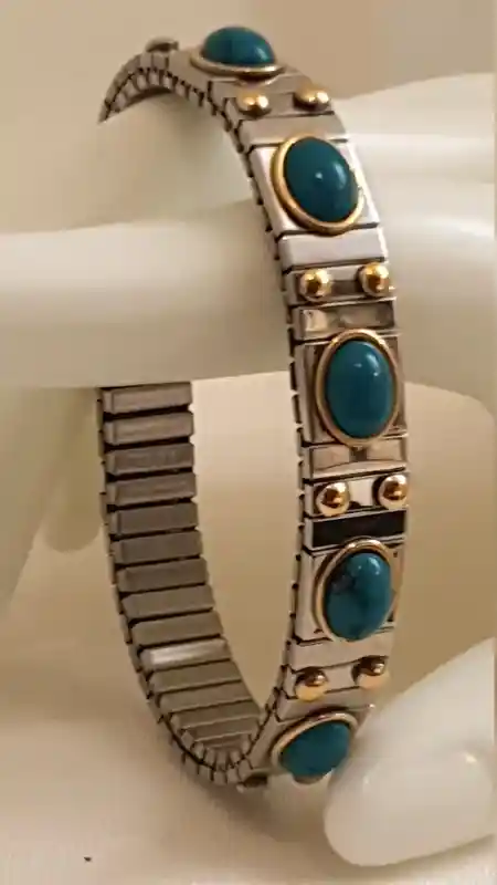 Turquoise Bracelet/Silver Gem bracelet Blue Green Turquoise Bangle Handmade Jewelry/December Birthstone Stacking Bracelet/ Wife Gift Jewelry 