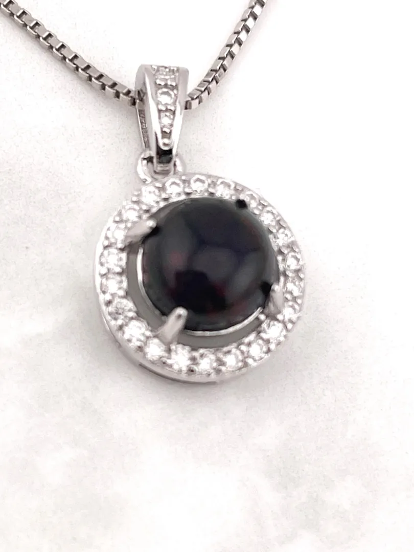 2.2ct Luxury Diamond Necklace NATURAL Opal Necklace Natural Opal Pendant Opal 2 Carat Diamond Jewelry for Women Solid Silver 18k White Gold