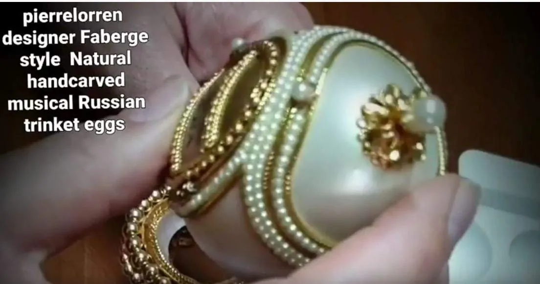 ONE OF A KIND Faberge Egg Jewelry Box for Daughter Wedding Day Gifts. This collectible item features Swarovski handset details and is designed in the Fabergé egg style. It comes with a natural hand-carved egg.