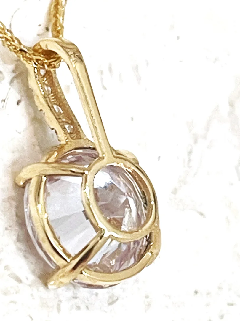 Pierre Lorren 1.5 carat Diamond Necklace SOLID 18k Yellow GOLD Solitaire Round Cut Pendant Diamond Pendant Necklace Floating Diamond Jewelry