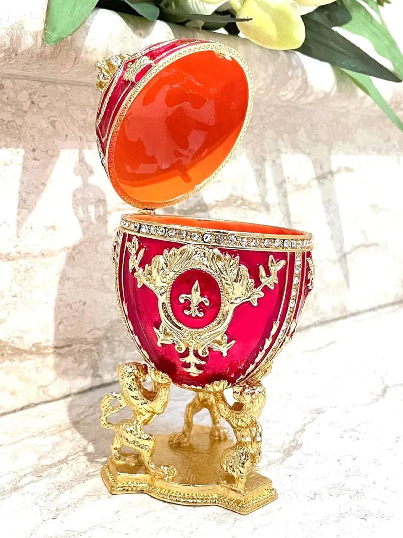 Gold Faberge style egg and Faberge Egg Pendant gift for her. Silver Pendant Necklace, HANDMADE Easter Egg, Fabergé Egg Trinket box, Christmas gift.