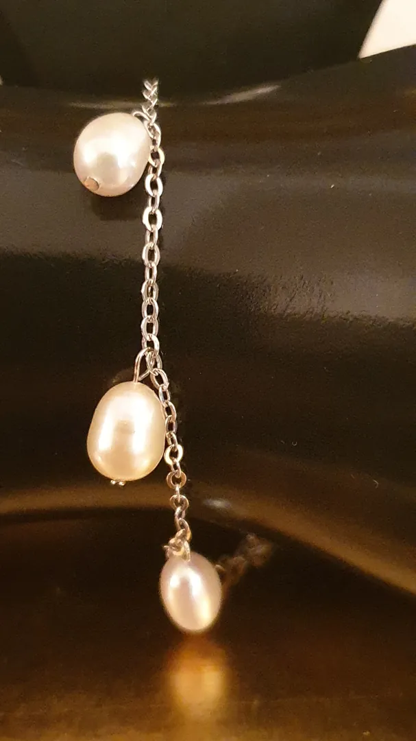 Pearl Set Solid Sterling Silver 925 Yoshika Original Pearls White Gold Rhodium Plated Handmade Set Necklace, Earrings & Bracelet.