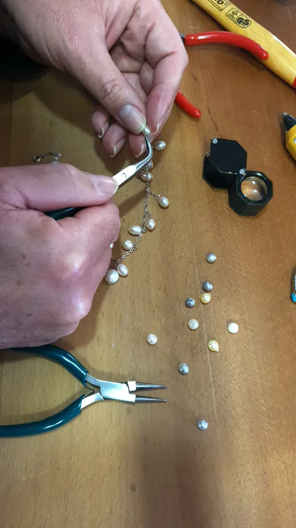 Pearl Set Solid Sterling Silver 925 Yoshika Original Pearls White Gold Rhodium Plated Handmade Set Necklace, Earrings & Bracelet.