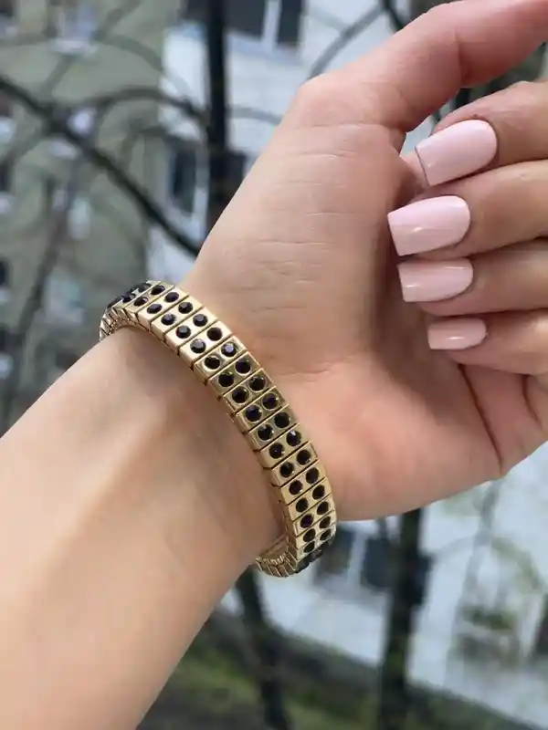 HANDMADE, Black Bracelet, ONYX Bracelet GOLD, 24k, Evening Jewelry, Statement Bracelet, Black Jewelry, Anniversary Christmas gift for her 