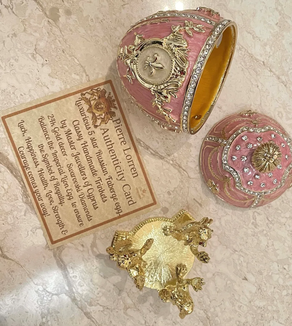 Topaz Pink Faberge style egg Austrian Crystal HANDSET Fabergé Egg 24k GOLD Easter egg HANDMADE Decorative box Birthday Gift for her Birthday.
