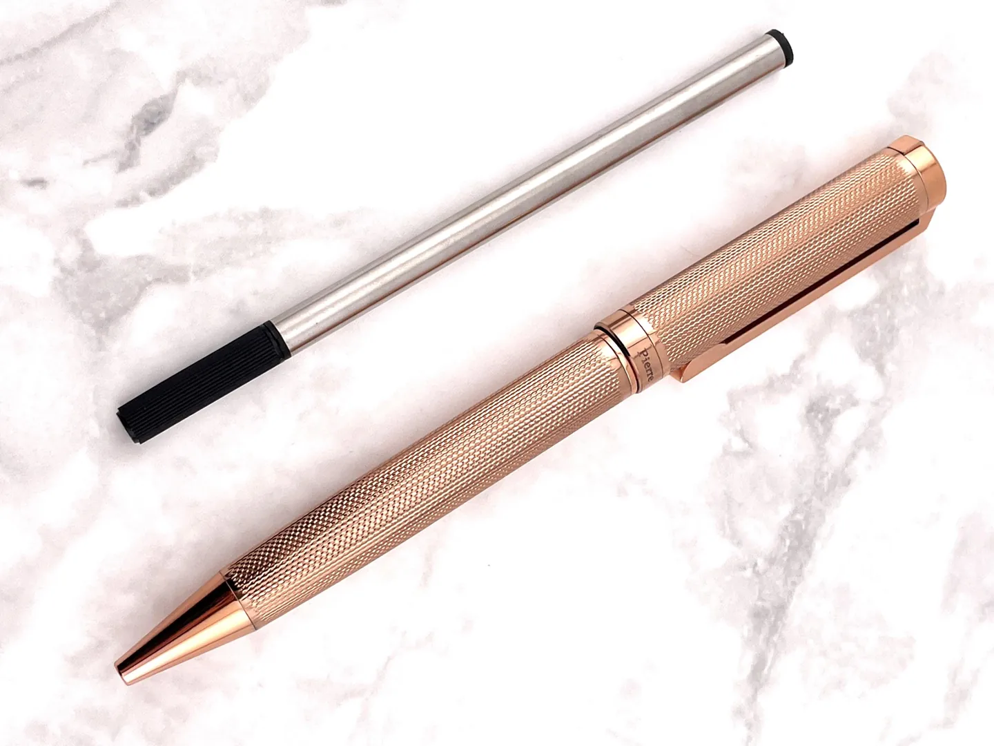 Pierre Lorren Antique Silver Ballpoint Pen Engraved Handmade Pen Set Ink Pen Writing Pen Birthday Gift 18kt Rose Gold Over Silver Metal