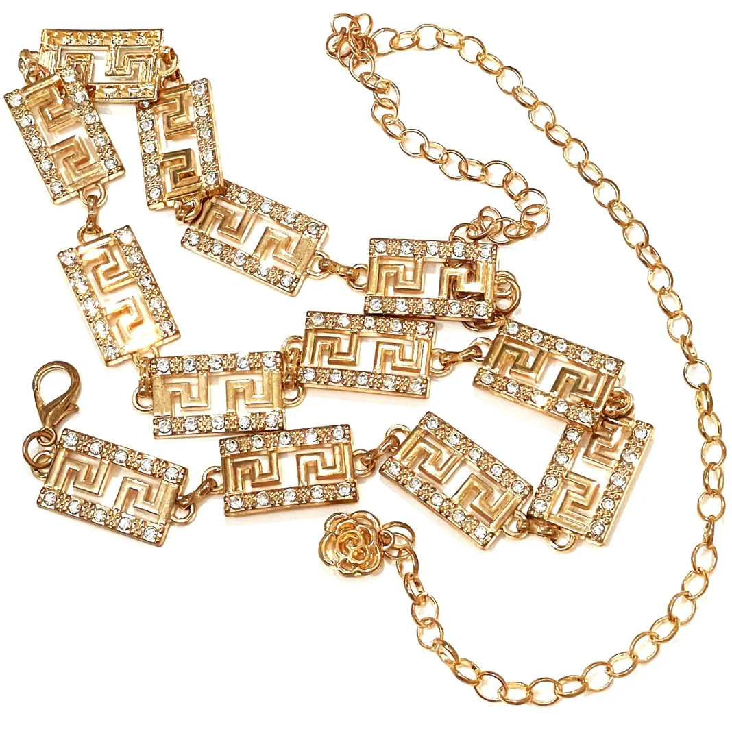Ancient Greece Key Belt Yellow Gold Silver Meander Greek Key Jewelry Geometric Meandros Handmade Jewelry Prosperity Success Infinity Gifts