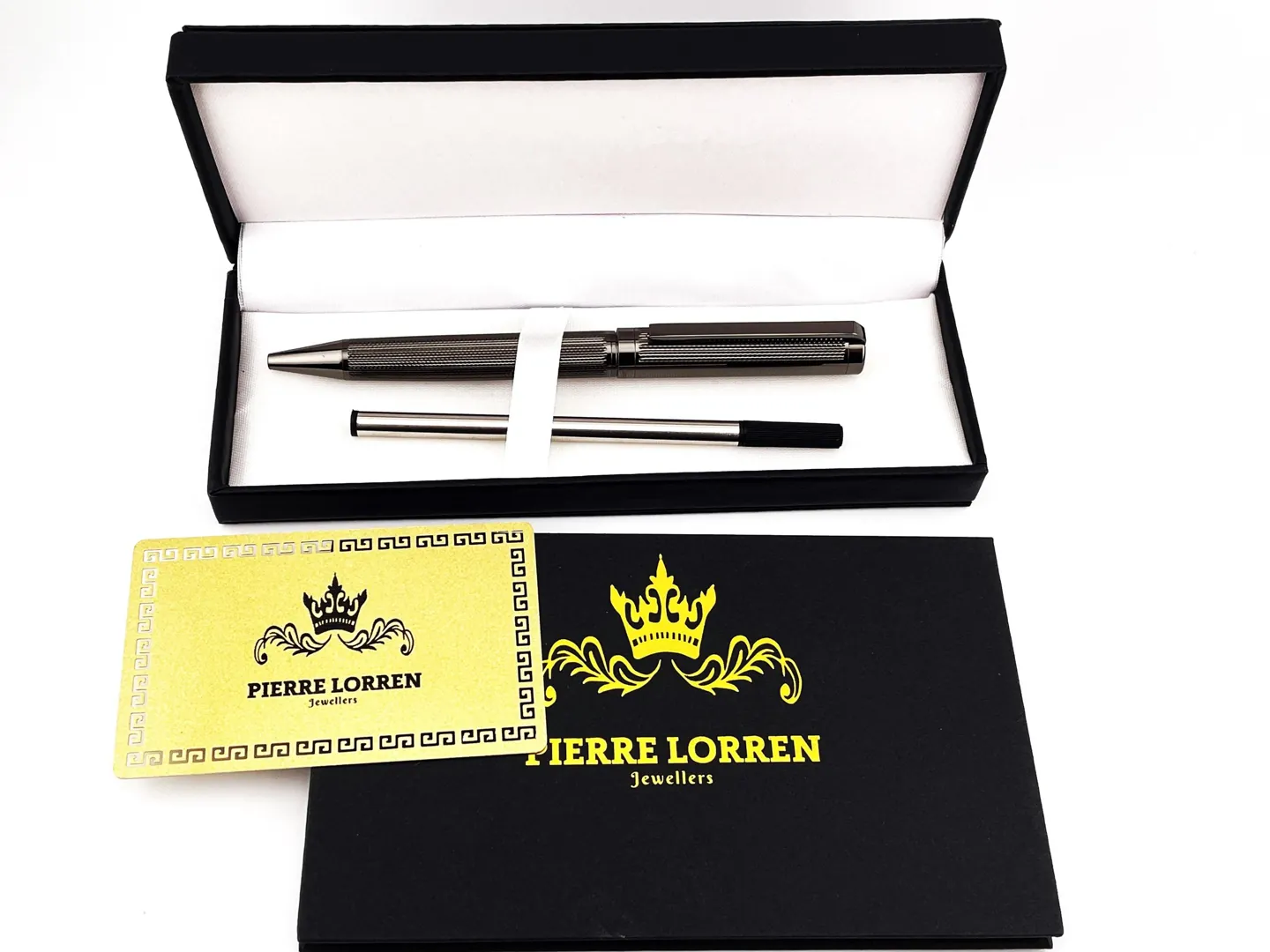Pierre Lorren Professional Pen - Fancy Ballpoint Pen - Luxury Pen Handmade Writing Pen Black Silver 18k Gold Graduation Pen Success Victory