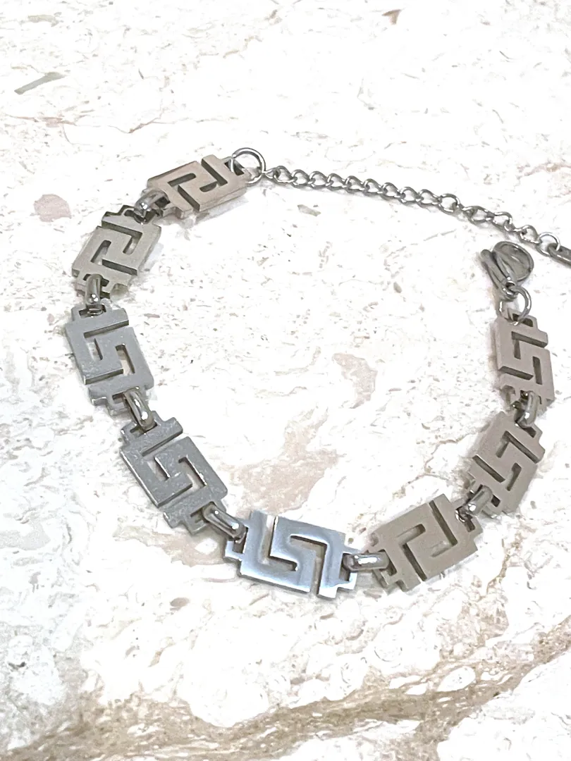 Designer Greek Key Bracelet, Greek Jewelry Meander Bracelet, gift for her, Ancient Greece Bangle Bracelet, Handmade INFINITY, Unity, LUCK, ETERNITY.