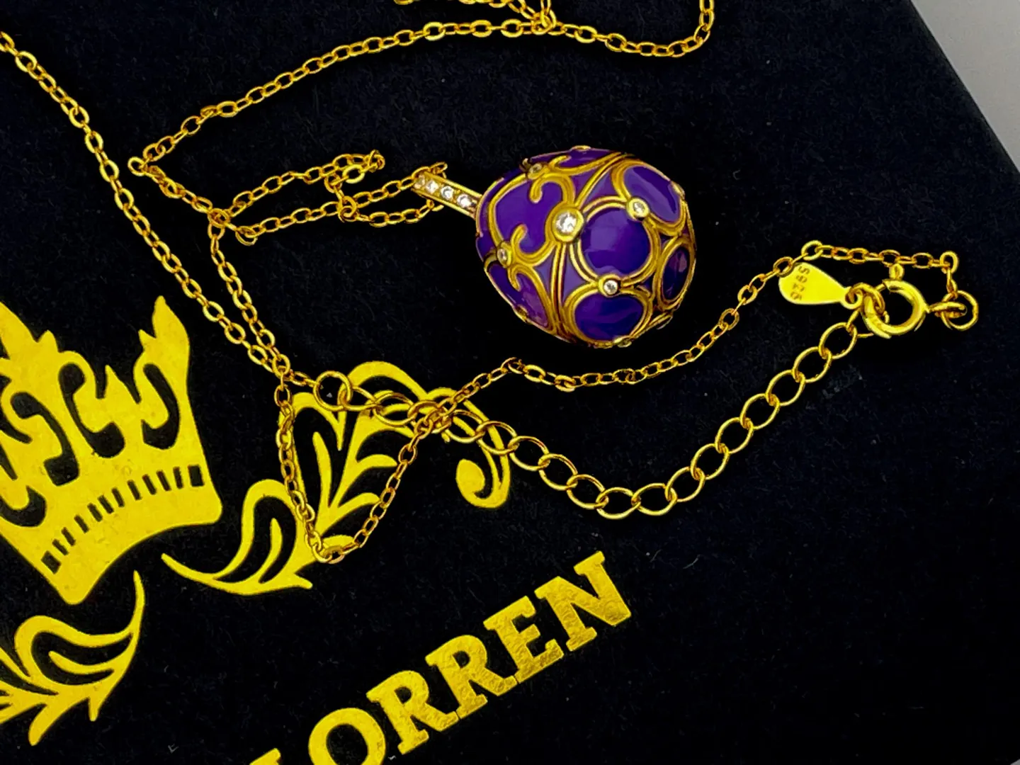 Luxury Amethyst Necklace Faberge Egg Necklace Faberge Jewelry Faberge Pendant Egg HANDMADE Valentine Gift for Her Vermeil 18K Yellow Gold