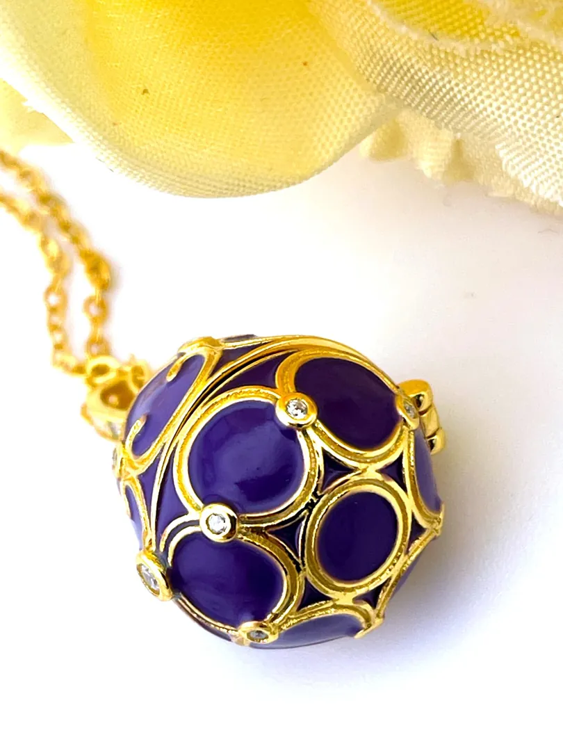 Luxury Amethyst Necklace Faberge Egg Necklace Faberge Jewelry Faberge Pendant Egg HANDMADE Valentine Gift for Her Vermeil 18K Yellow Gold