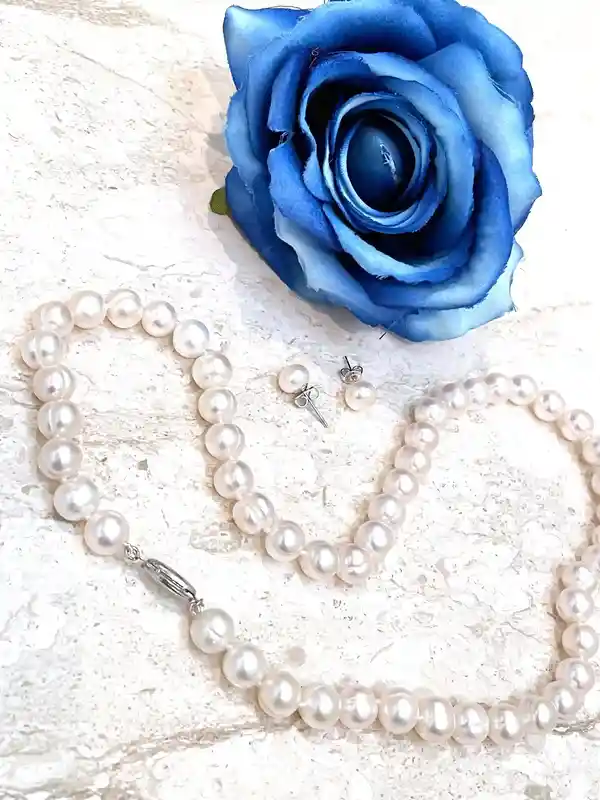 Japanese Pearls Akoya Pearl Necklace NATURAL Pearl Necklace Pearl Earrings HANDMADE Jewelry Salt Water Pearl Wedding Anniversary Womens Day 