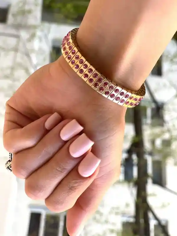 Pink Topaz Bracelet, 24k , Gold Bracelet for women, 96 HANDSET, Pink Gemstone Bracelet, New Mom Gift, Topaz Bracelet, Handmade Jewelry, Gift 