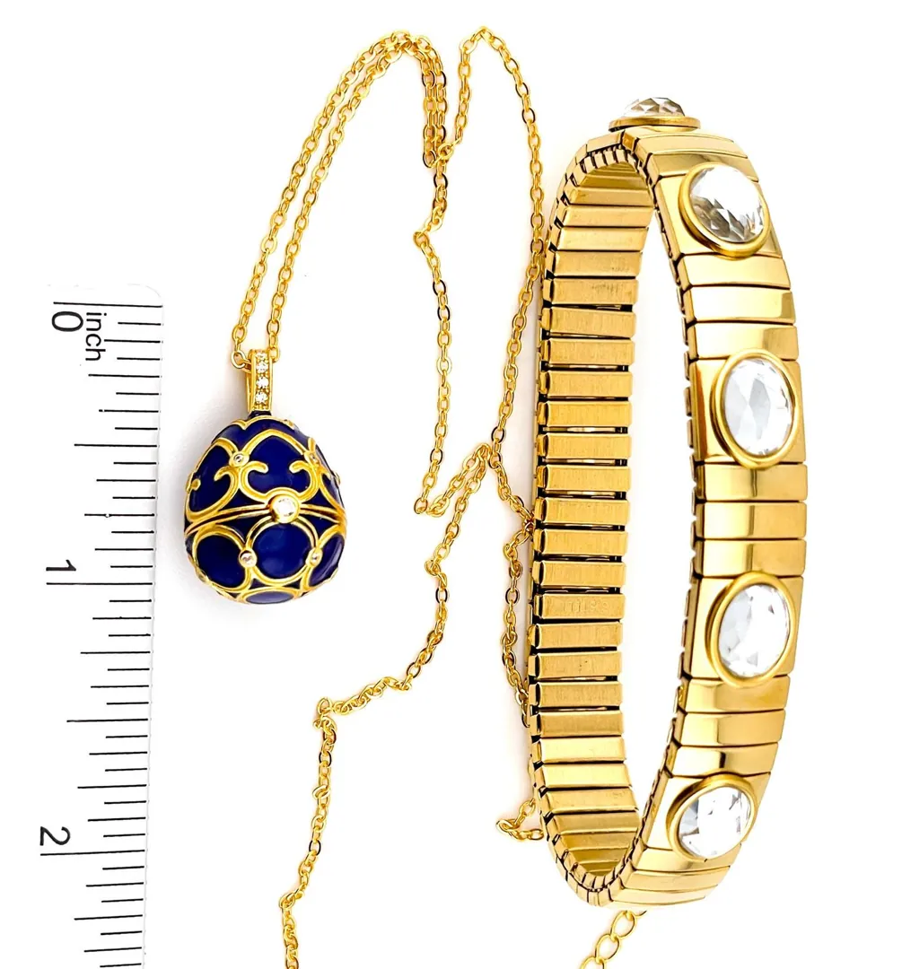 Luxury SAPPHIRE Blue Necklace Faberge Egg Necklace Faberge Jewelry Faberge Pendant Egg Verm HANDMADE Valentine Gift for her 18k Yellow Gold