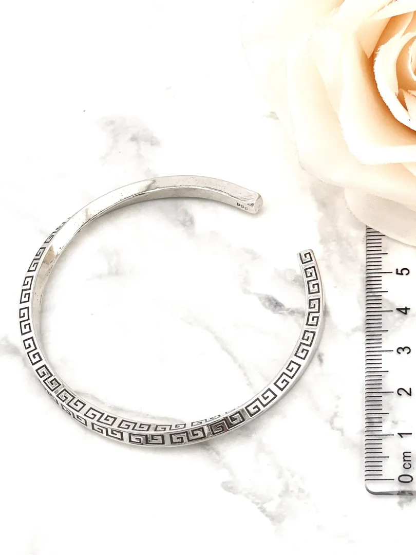 Men's Bracelet Meander Greek Key Art 999 Silver Ancient Greek Jewelry Bijoux Grec Bracelet Armband Men's Birthday Gift for Him ETERNITY LUCK