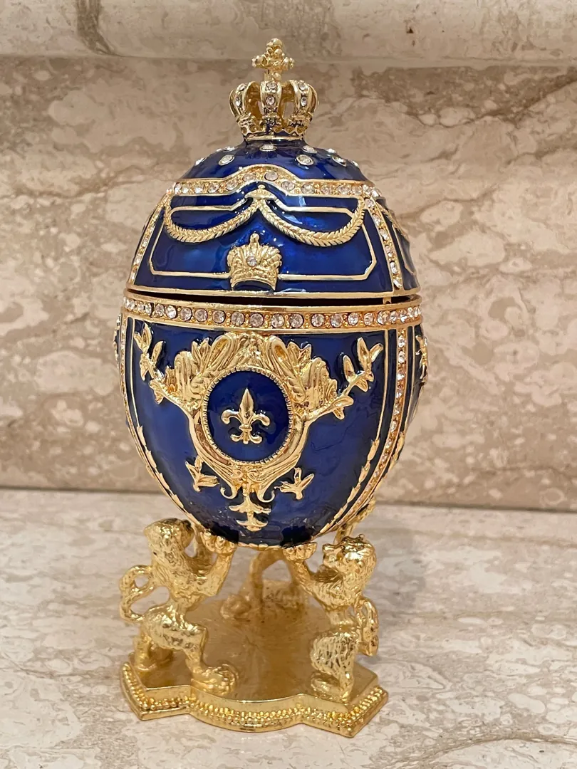 Fabergé Egg, Faberge style Imperial Egg, Special Keepsake, Faberge egg, Anniversary Men Birthday gift for him, Luck gifts, 24K GOLD HANDMADE.