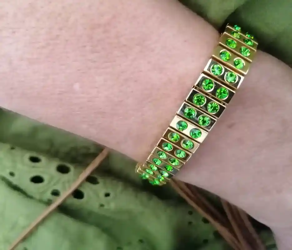 24k Gold PERIDOT bracelet Green gem Birthston bangle WEDDING jewelry bridesmaid bracelet Silver Crystal GEM friendship braclet birthday gift 