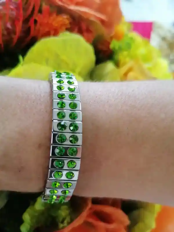 24k Gold PERIDOT bracelet Green gem Birthston bangle WEDDING jewelry bridesmaid bracelet Silver Crystal GEM friendship braclet birthday gift 