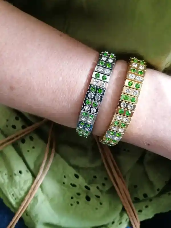 24k Gold PERIDOT bracelet Green gem Birthston bangle WEDDING jewelry bridesmaid bracelet Silver Crystal GEM friendship braclet birthday gift 