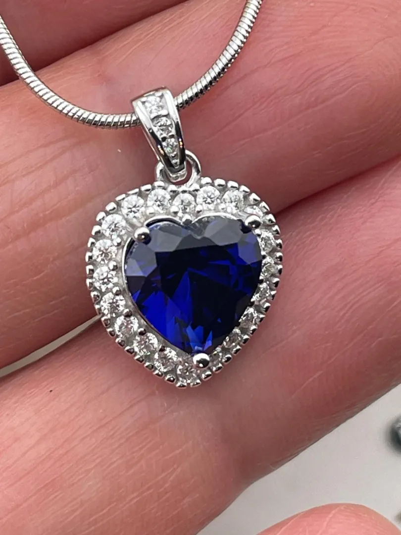 PierreLorren 2ct Natural Blue Sapphire Pendant Necklace Genuine Sapphire Pendants Sapphire Solitaire September Birthstone Dainty Minimalist