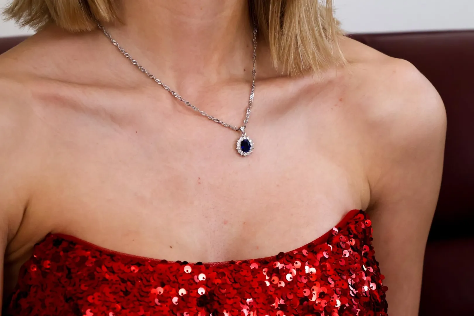 Princess Diana Natural Sapphire Diamond Necklace Earrings Set – Royal Blue Bridal Wedding Jewelry, Kate Middleton Fine Jewelry Gift Handmade.