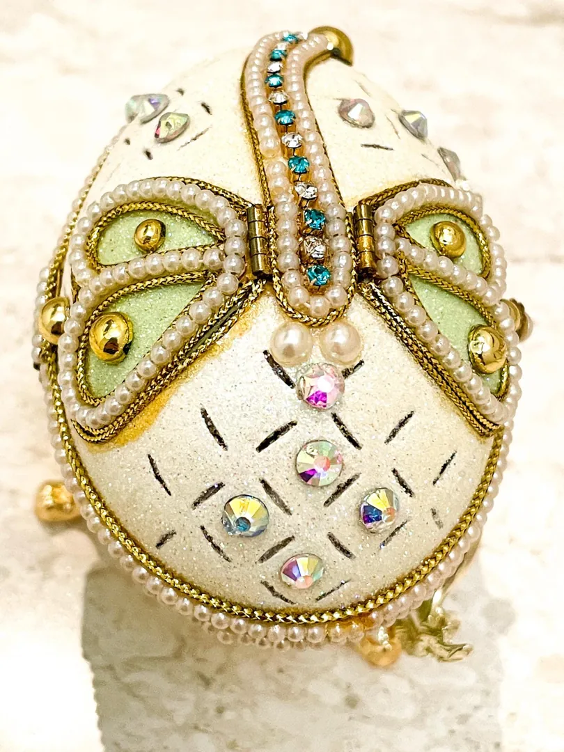 Pierre Lorren Faberge Egg Music Box Natural Fabergé Egg Vintage 2000 Birthday Gift for Her Anniversary Gift for Wife HANDMADE Love ETERNITY