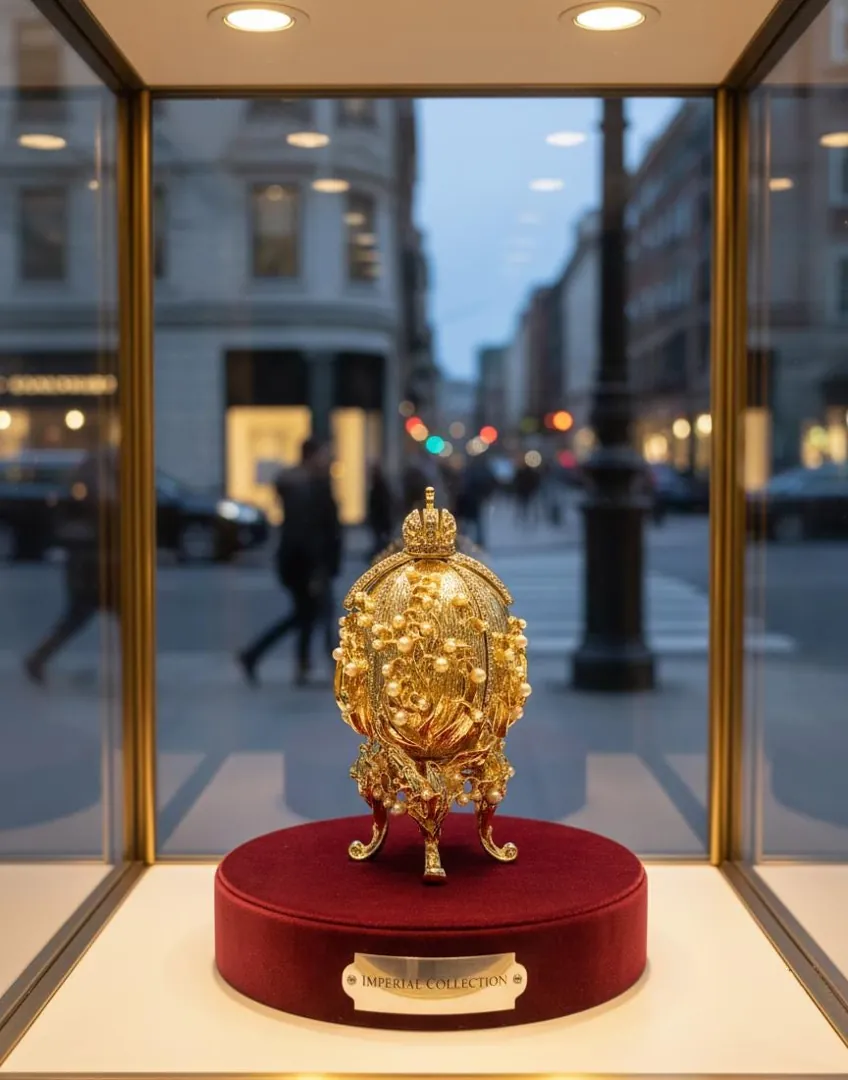 Pure Gold Faberge Egg Style Photo Frame Faberge Easter Eggs Austrian Crystals Handmade Fabergé by Pierre Lorren.