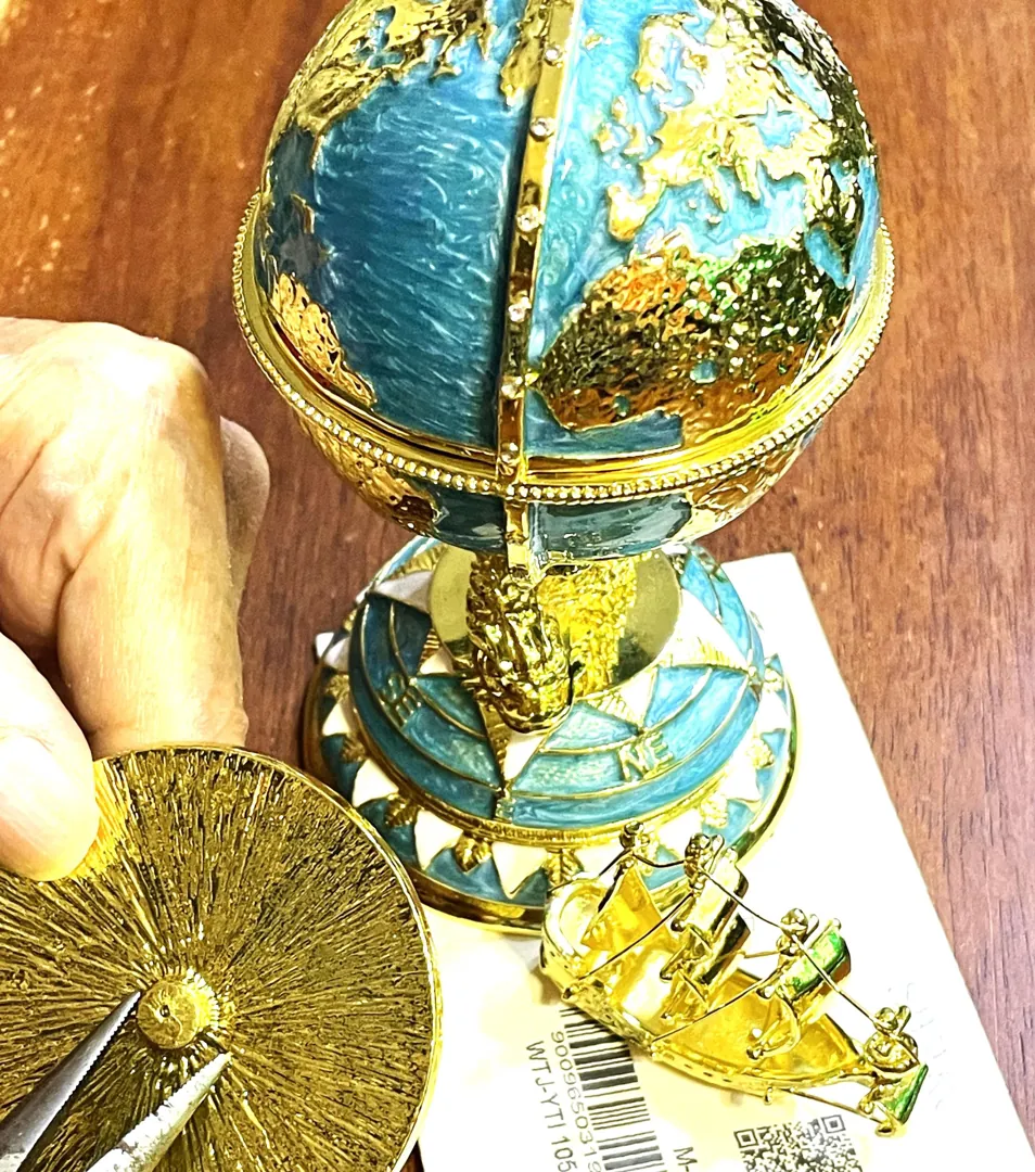 Faberge Eggs Rare Fabergé Egg Ornament Blue Faberge Eggs Pure Gold Decor Swarovski HANDMADE Graduation Christmas Gift for Him by PierreLorren