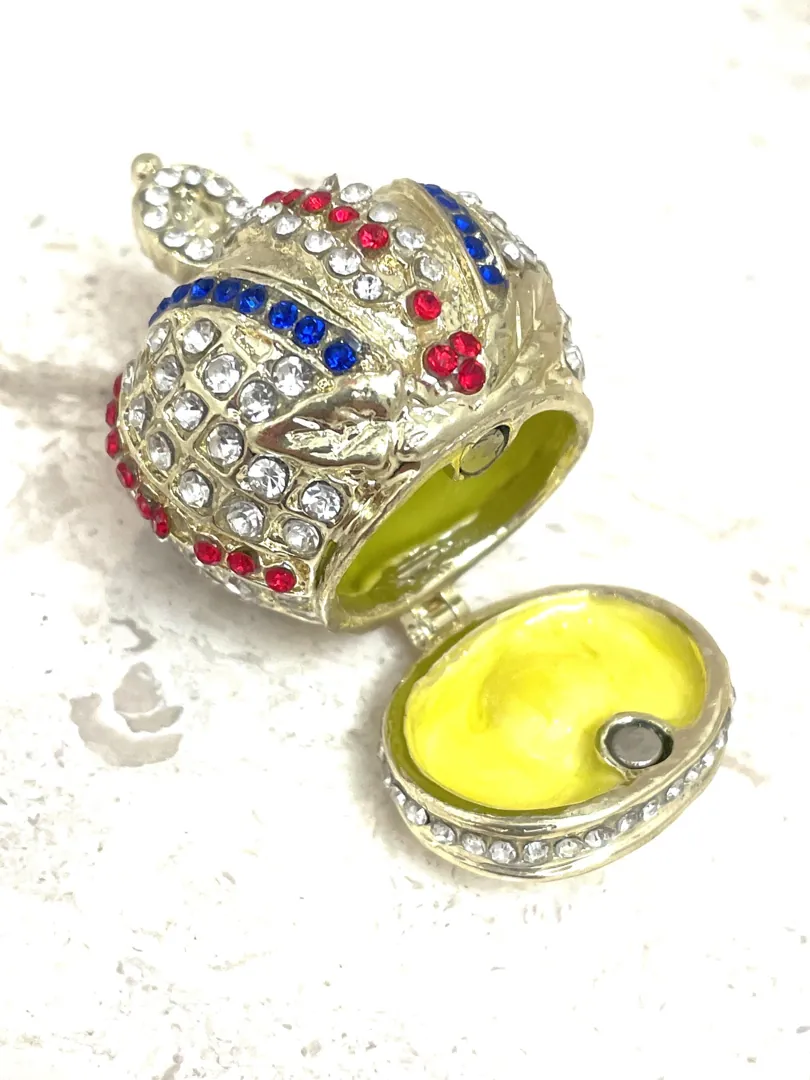 Designer Faberge Style Egg Pure Gold Faberge Egg Decorative Boxes & Gold Bracelet Swarovski Handmade Gift for Women