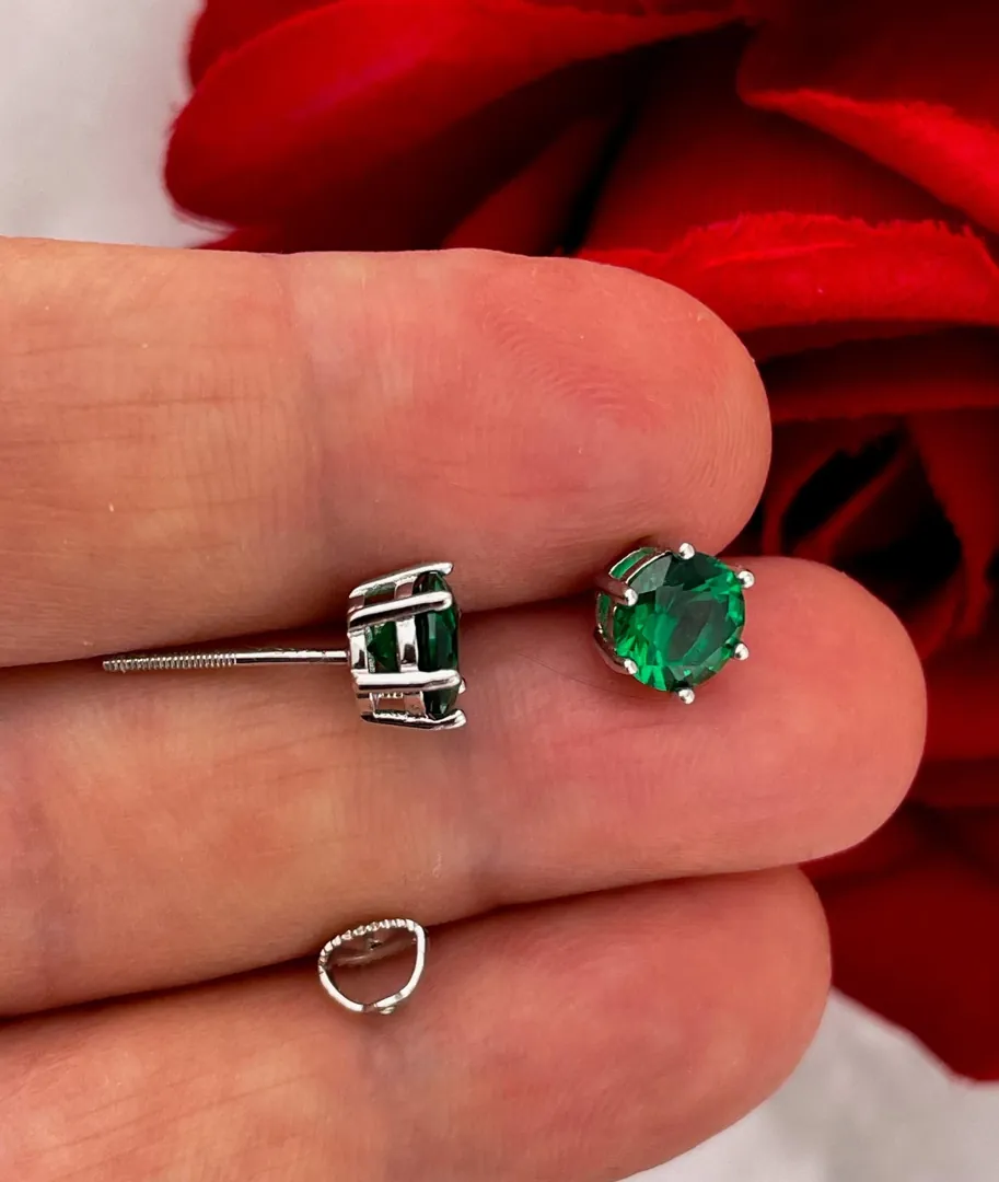 2ctw Natural Emerald Earrings - Emerald Stud Earrings - Emerald Gemstone Earrings - Emerald Jewelry for Women - Gift for Her - Pierre Lorren