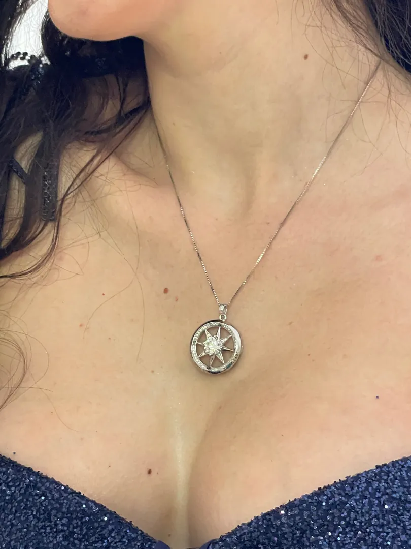 3.5ctw 2 Carat Diamond Necklace Compass Pendant Necklace Compass Necklace Statement Jewelry Lost Without You Diamond Jewelry White Gold