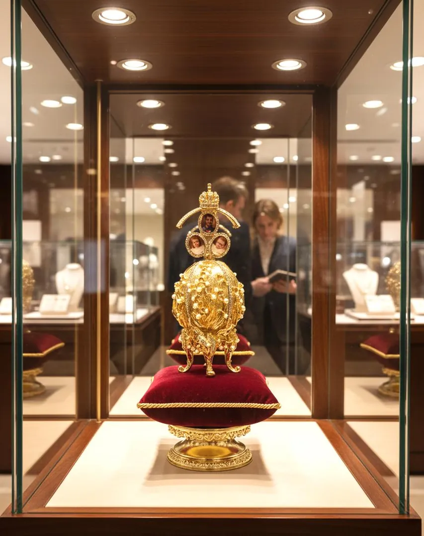 Pure Gold Faberge Egg Style Photo Frame Faberge Easter Eggs Austrian Crystals Handmade Fabergé by Pierre Lorren