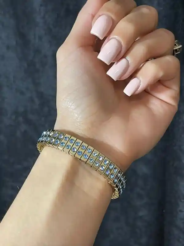 London Blue TOPAZ Bracelet 24k GOLD Bleu SWAROVSKI Crystal Bracelet Handmade Christmas December birthday Gift for women Anniversary Bracelet 