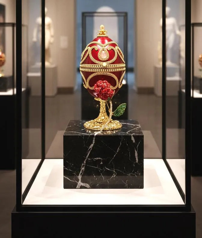 2001 Natural Handcarved Faberge Musical Eggs + Faberge Necklace - a Pure Gold decor Swarovski Handmade Christmas Gifts for her Pierre Lorren
