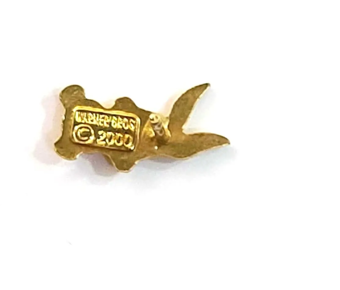 Girls earrings 18k solid gold Tweety Warner Bros original / Gold stud earrings Looney Tunes baby shower gift for girl Tweety Bird women's gift.