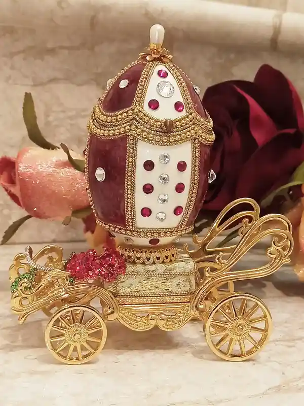 Faberge-Style egg Personalised Initial Artisan Wedding Anniversary Gift for couple 24k GOLD HANDCARVED Natural egg Newlywed gift for Bridal Shower 