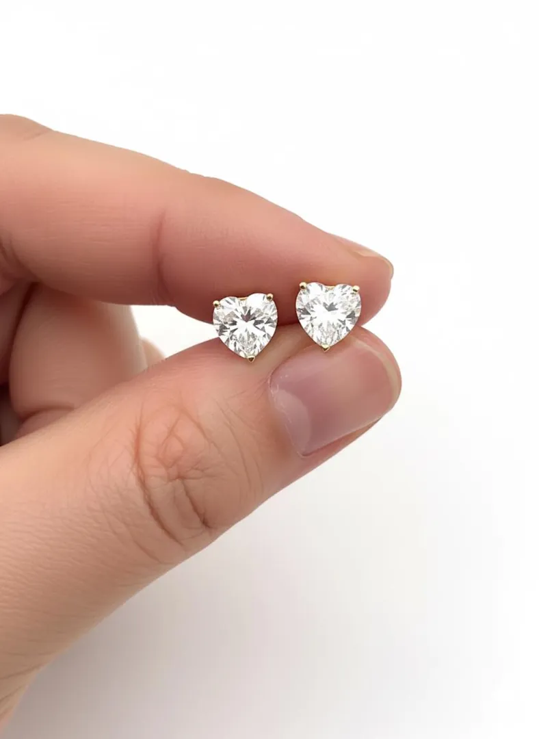 2ct Diamond Heart Earrings Solid 18k White Gold by Pierre Lorren