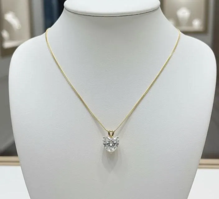 1.5ctw Heart Necklace, Heart Pendant, Diamond Heart Necklace, Solid 18K Yellow Gold Heart Diamond Necklace Handmade by Pierre Lorren
