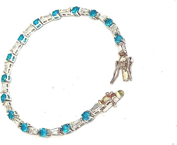Only ONE, FINE Tennis Bracelet, Sky Blue Tennis Bracelet in Sterling Silver, Blue Topaz Bracelet, September Birthstone, Gemstone Bracelet.