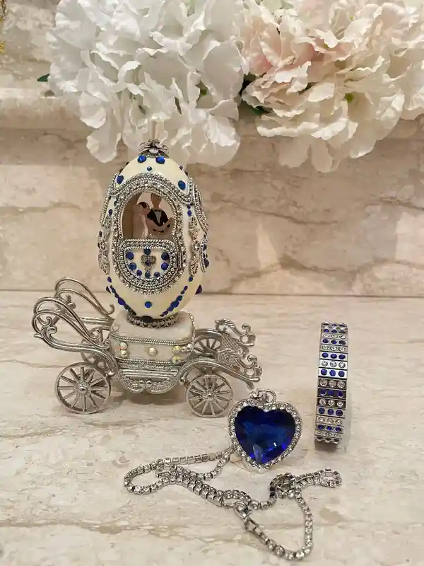 RARE-Limited Edition-Faberge Egg- Faberge Easter Egg-Faberge Style Egg-Faberge egg Trinket Box-Faberge Egg Music Box-24k GOLD-Sapphire Gift 