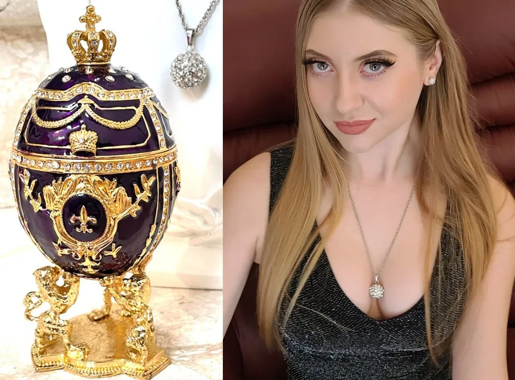 Sympathy Gift for Loss of a Loved One, Bereavement Gift, Remembrance Ornament, Grief Memorial Ornament, Faberge Egg Trinket & Diamond Necklace.