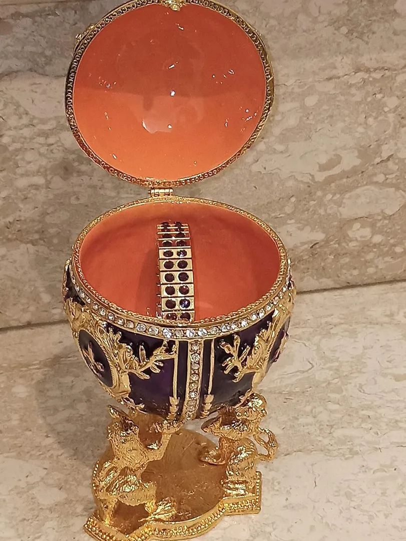 Sympathy Gift for Loss of a Loved One, Bereavement Gift, Remembrance Ornament, Grief Memorial Ornament, Faberge Egg Trinket & Diamond Necklace.