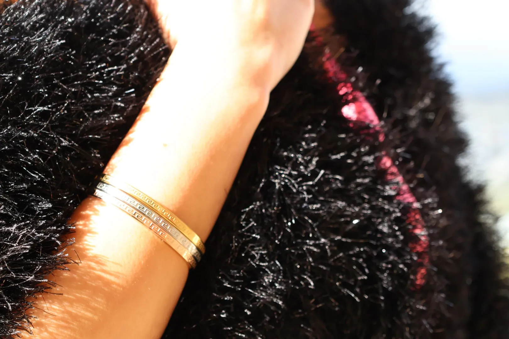 Meander Greek Key Bracelet Set x3: 18k Gold Vermeil, Infinity Bangle, Meandros Jewelry Handmade by Pierre Lorren.