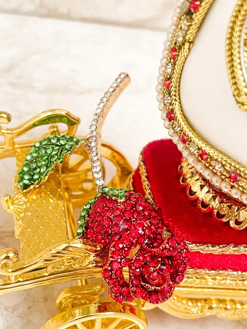 Faberge-Style Carriage Faberge Egg Music Box: Ruby 40th Wedding Anniversary Natural Egg Handmade PierreLorren