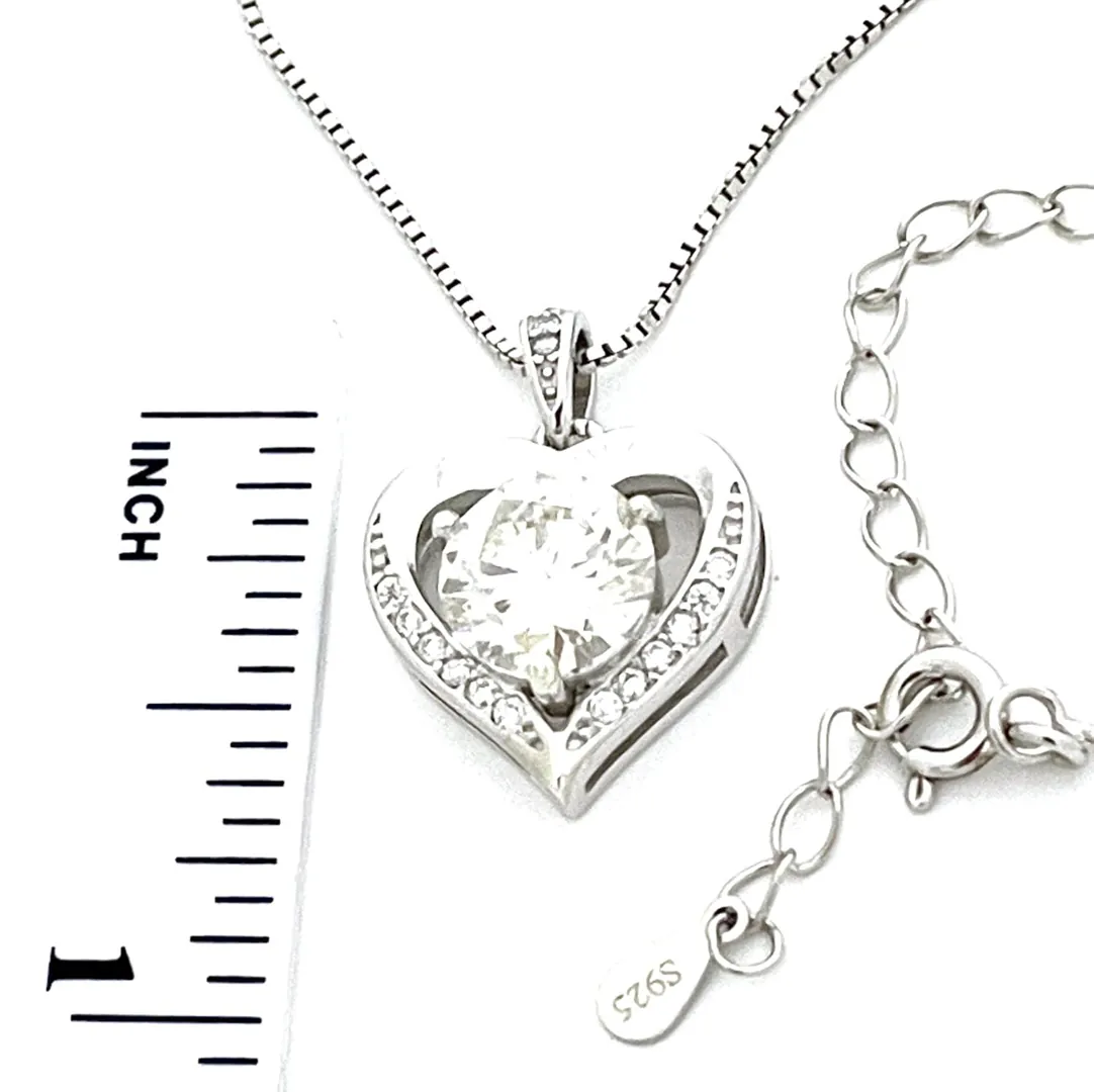 Handmade Diamond Necklace Heart Shaped Pendant Diamond Heart Jewelry Valentine's Day Gift Fine Jewelry White Gold 18K Sterling Silver Gifts