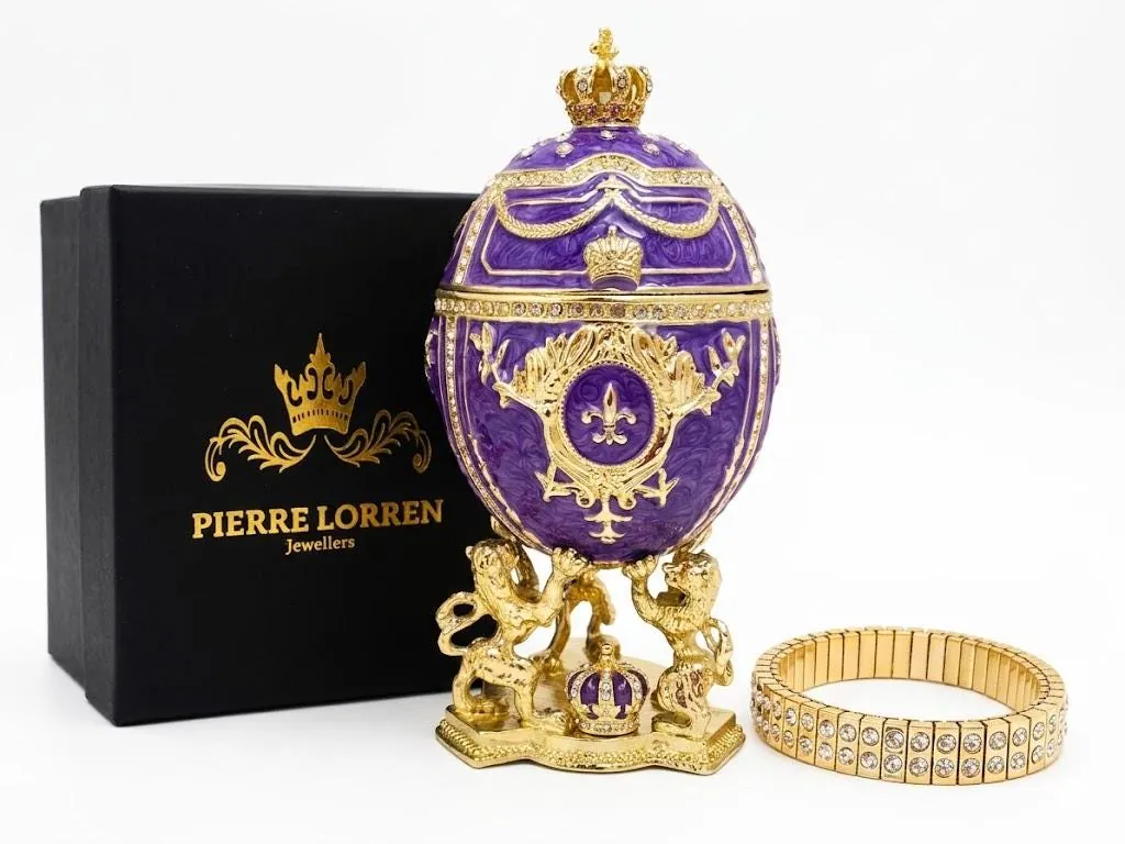 Limited Edition Faberge Egg Jewelry Box Handmade Russian Easter Egg Fabergé Style Egg Trinket Box 24K Gold Swarovski Crystal by Pierre Lorren