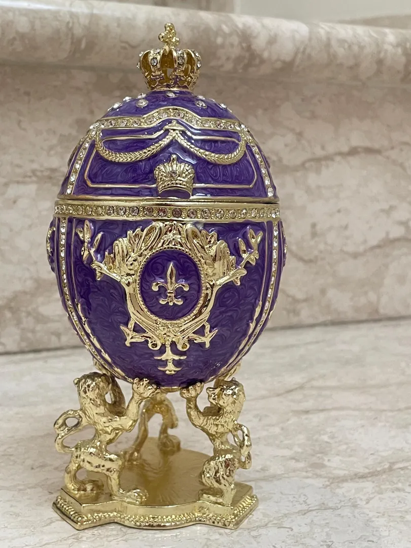Limited Edition Faberge Egg Jewelry Box Handmade Russian Easter Egg Fabergé Style Egg Trinket Box 24K Gold Swarovski Crystal by Pierre Lorren