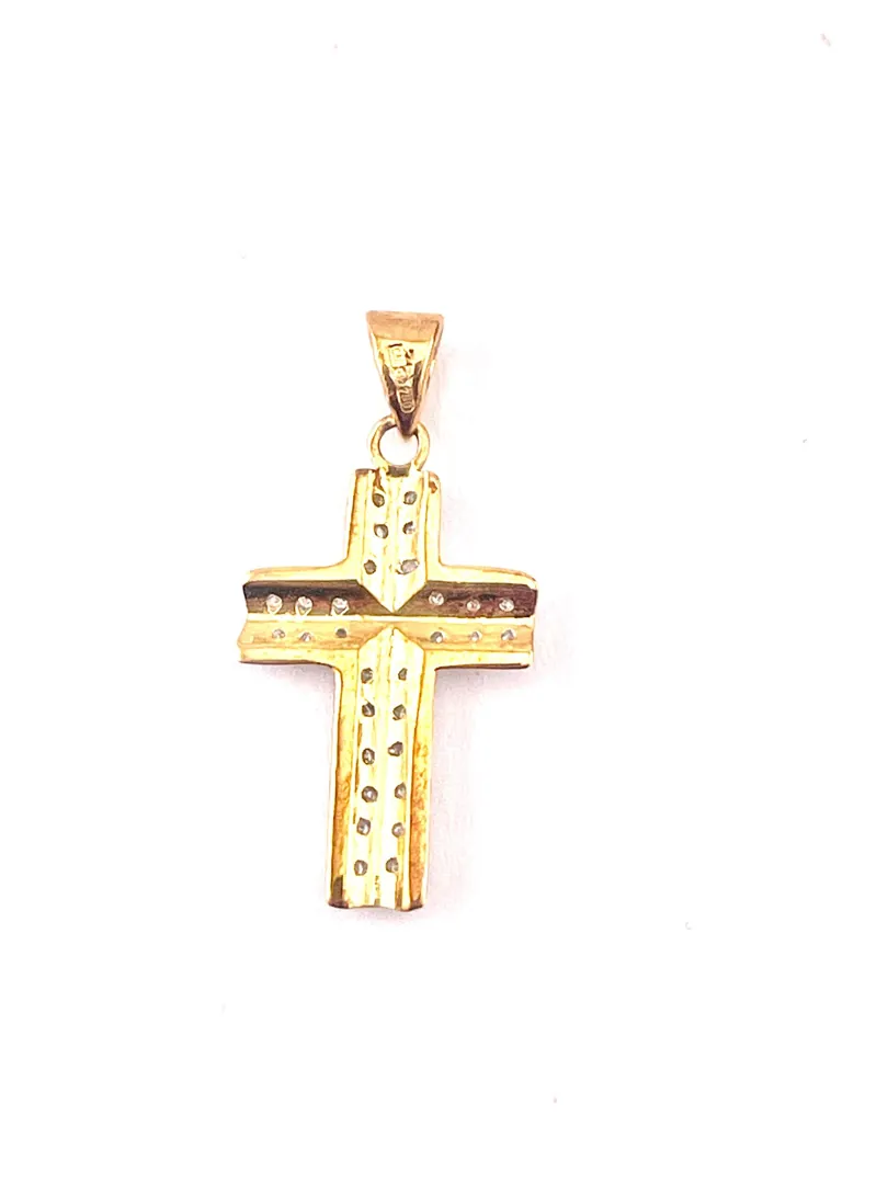Solid 18k Gold Cross Natural Diamond Cross Pendant Diamond Cross Necklace Christian Crucifix Cross for Baptism Christening Confirmation 18kt