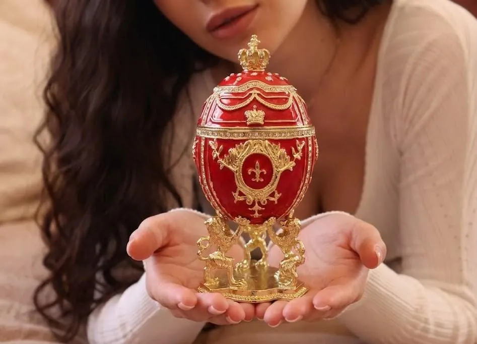 Unique Marble Swirl Fabergé Egg Home Decor Fabergé Style Eggs Swarovski Pure Gold Decor Handmade Gifts for Wedding Day Bride-to-Be Gifts