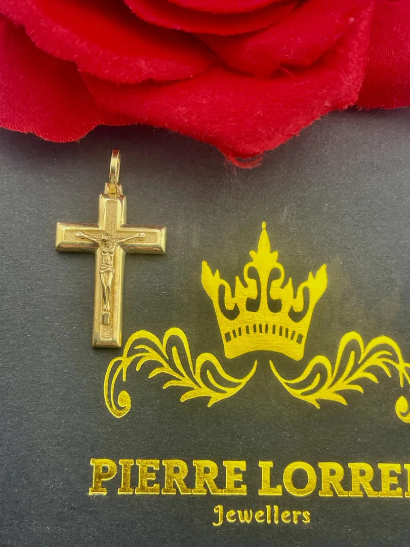 18k Yellow Gold Cross Pendant Solid 18kt GOLD Cross Necklace Christian Father Gift Crucifix Cross for Men Cross for Birthday Graduation Son